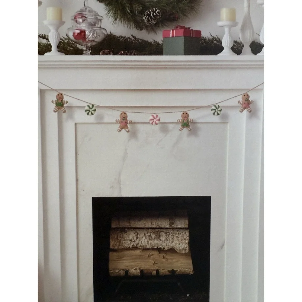 JINGLES & JOY 6 foot‎ GINGERBREAD CANDY GINGY felt Garland  NEW Christmas